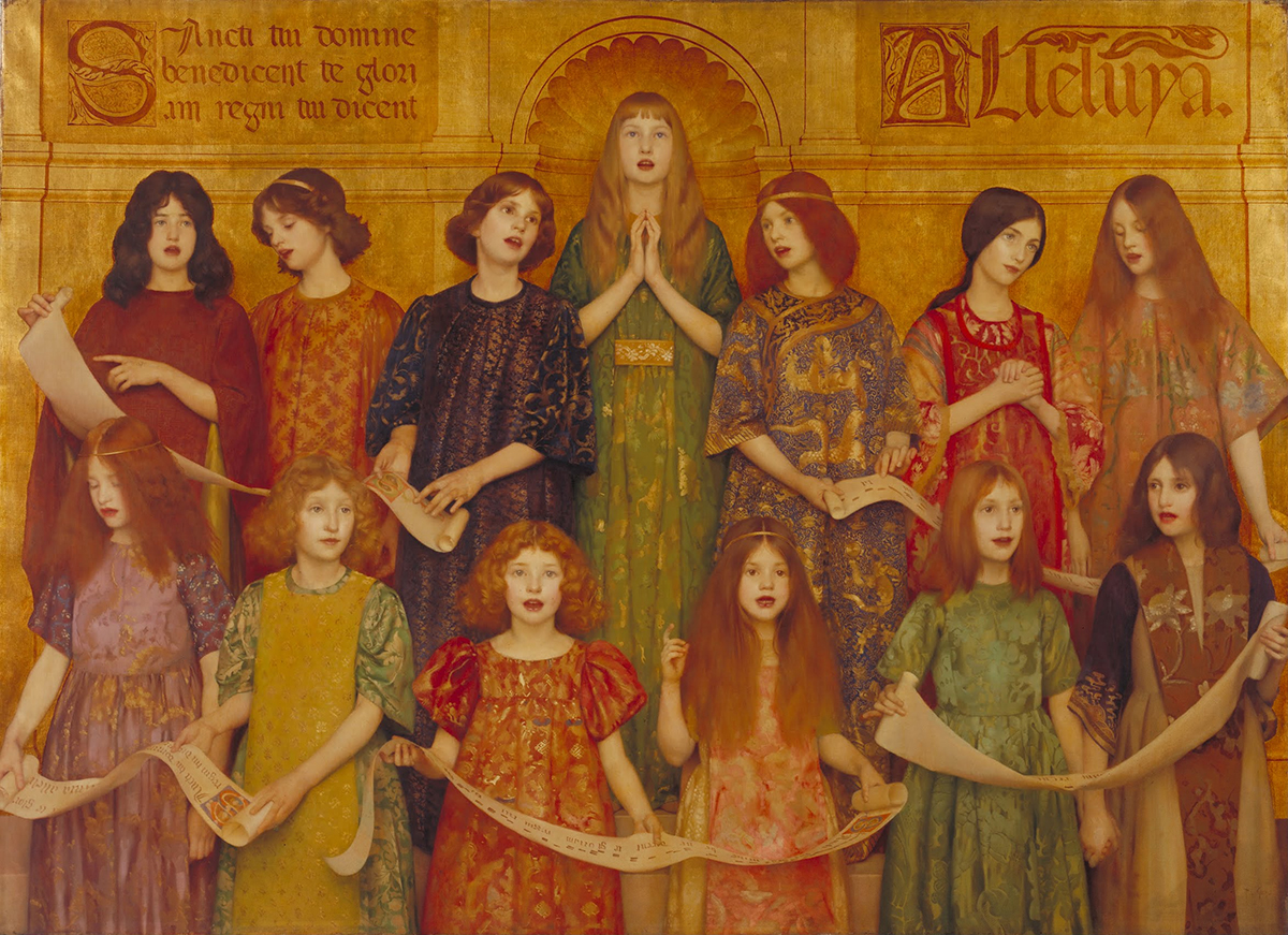 Alleluia (1986) door Thomas Cooper Gotch (Kettering, Northamptonshire, 10 december 1854 – Londen, 1 mei 1931). Hij wordt gerekend tot de Prerafaëlieten en geldt als een belangrijk vertegenwoordiger van de Newlyn School.
